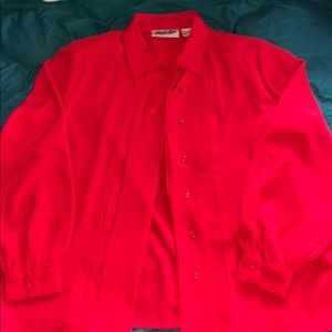 Yves St. Clair Red Blouse with embroidered detail